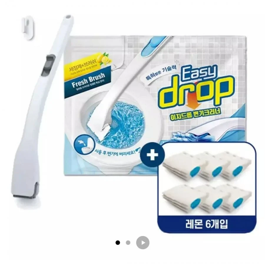 이지드롭 변기크리너 핸들1개+리필 1팩+레몬6개