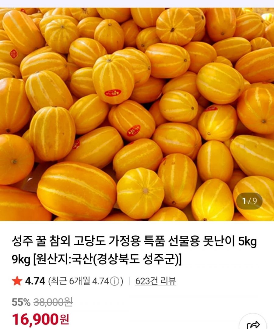 성주 꿀 참외 로얄과 5kg