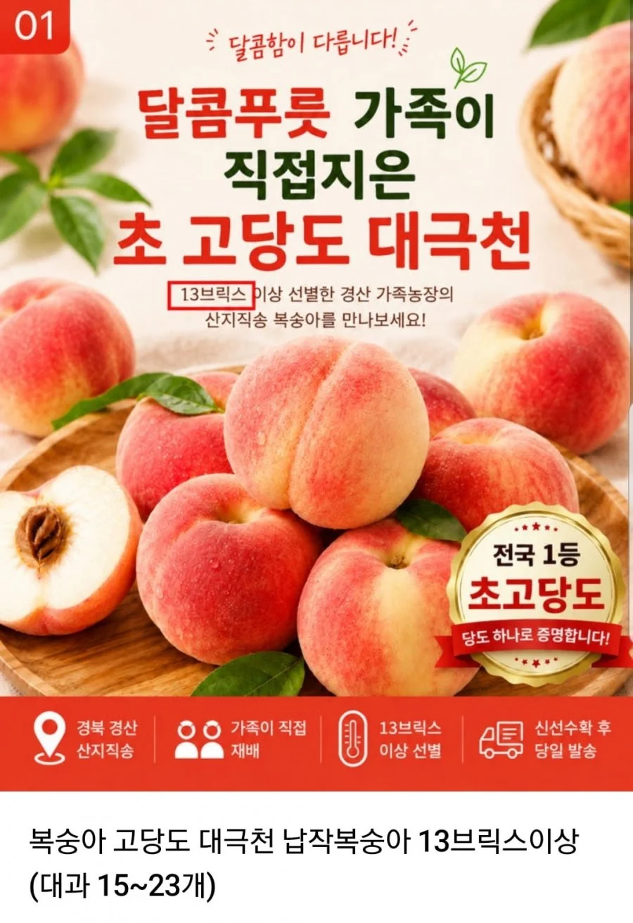 대극천 복숭아 3kg (15~23과) 대과