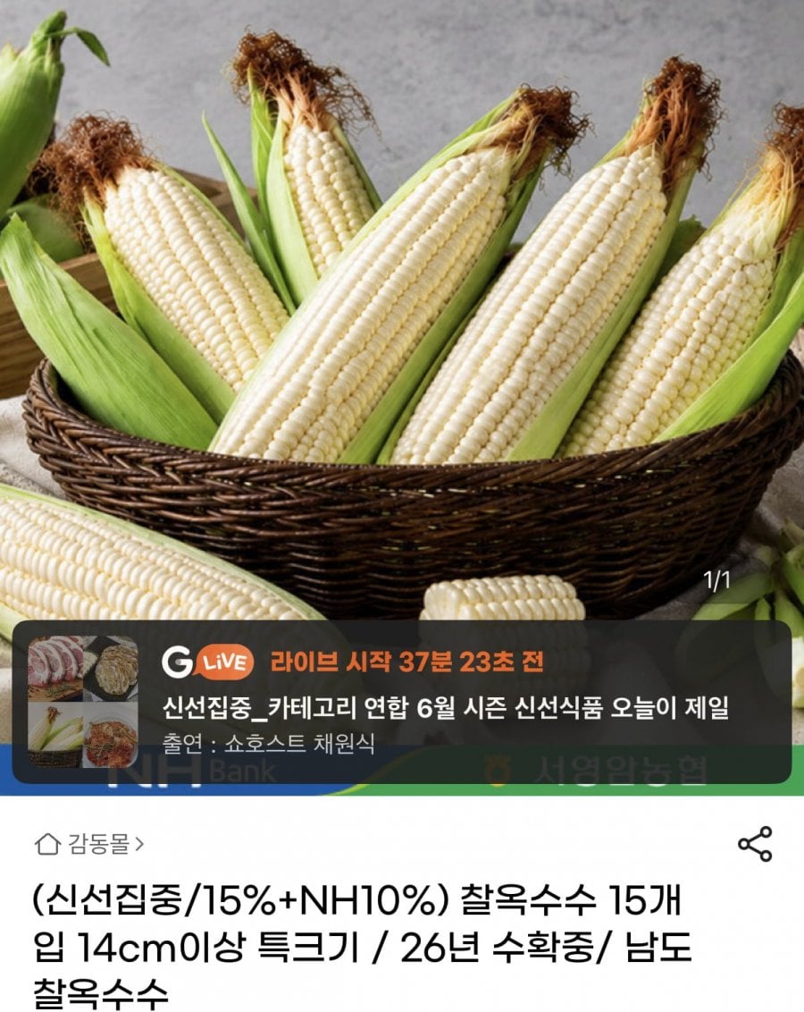 감동몰 찰옥수수 15개입 14cm 이상