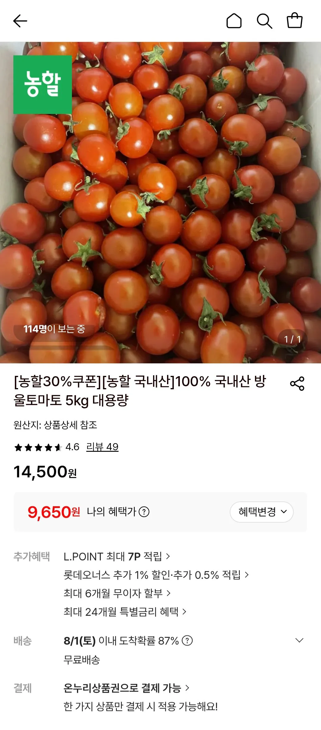 국내산 방울토마토 5kg