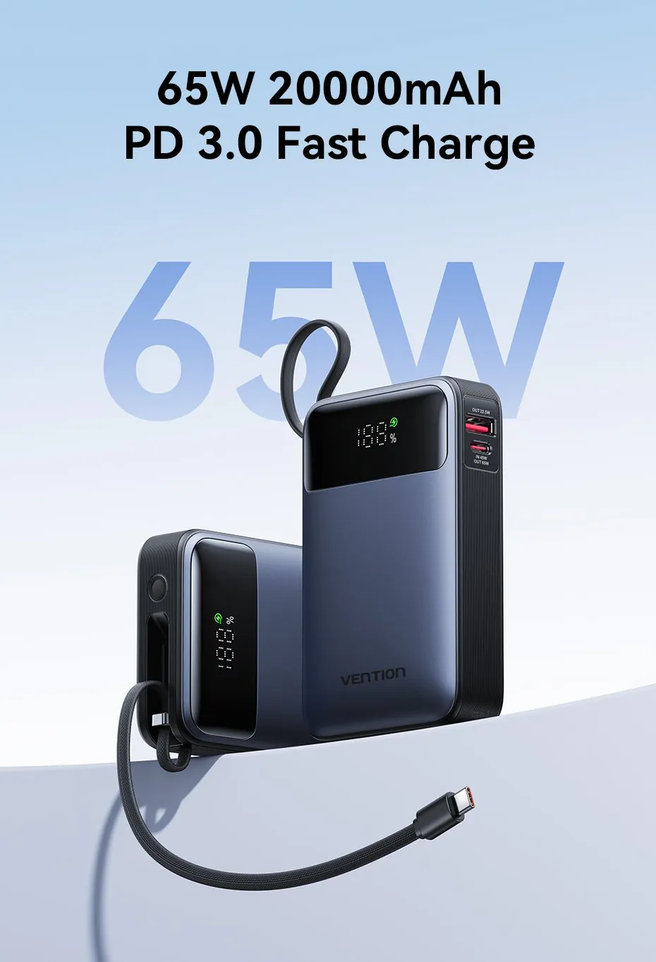 벤션 65W 파워뱅크 20000mAh 보조배터리