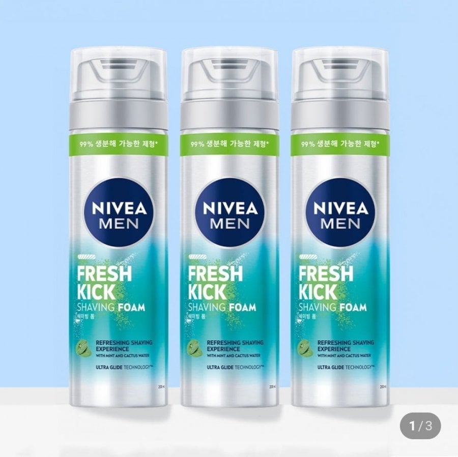 니베아 맨 프레시 킥 쉐이빙 폼 면도크림 200ml, 3개