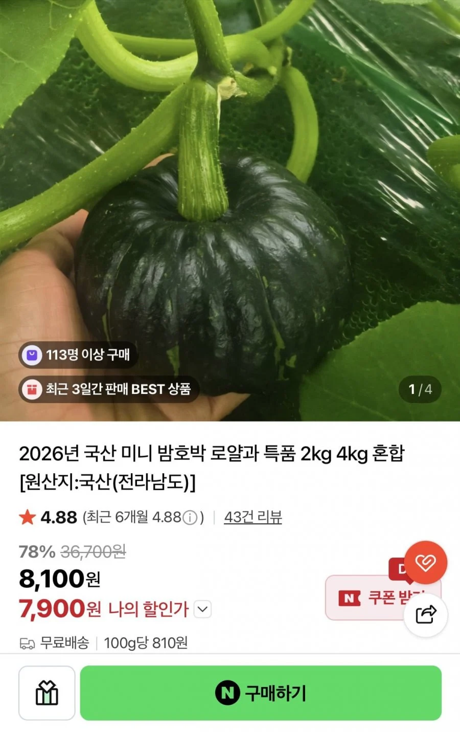 미니 밤호박 로얄과 2kg