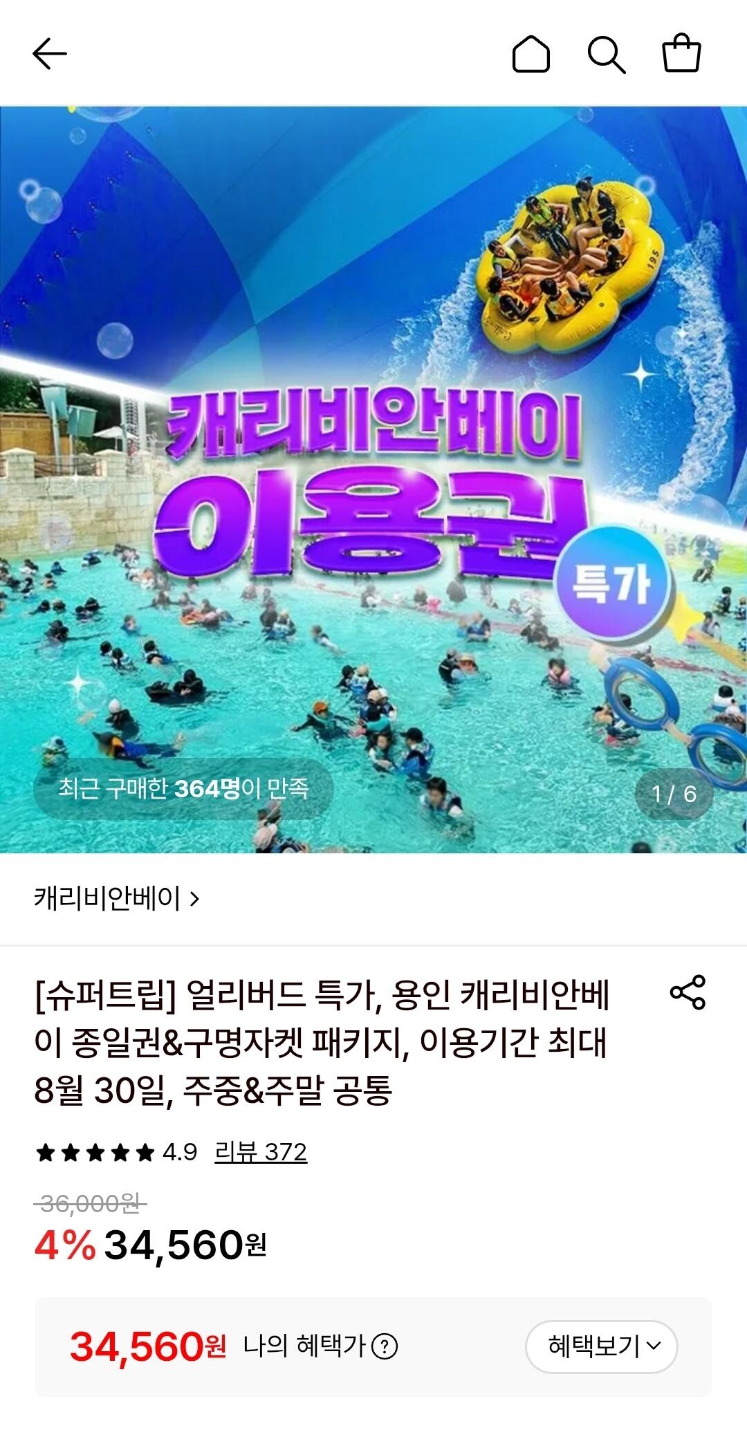 캐리비안베이 종일권