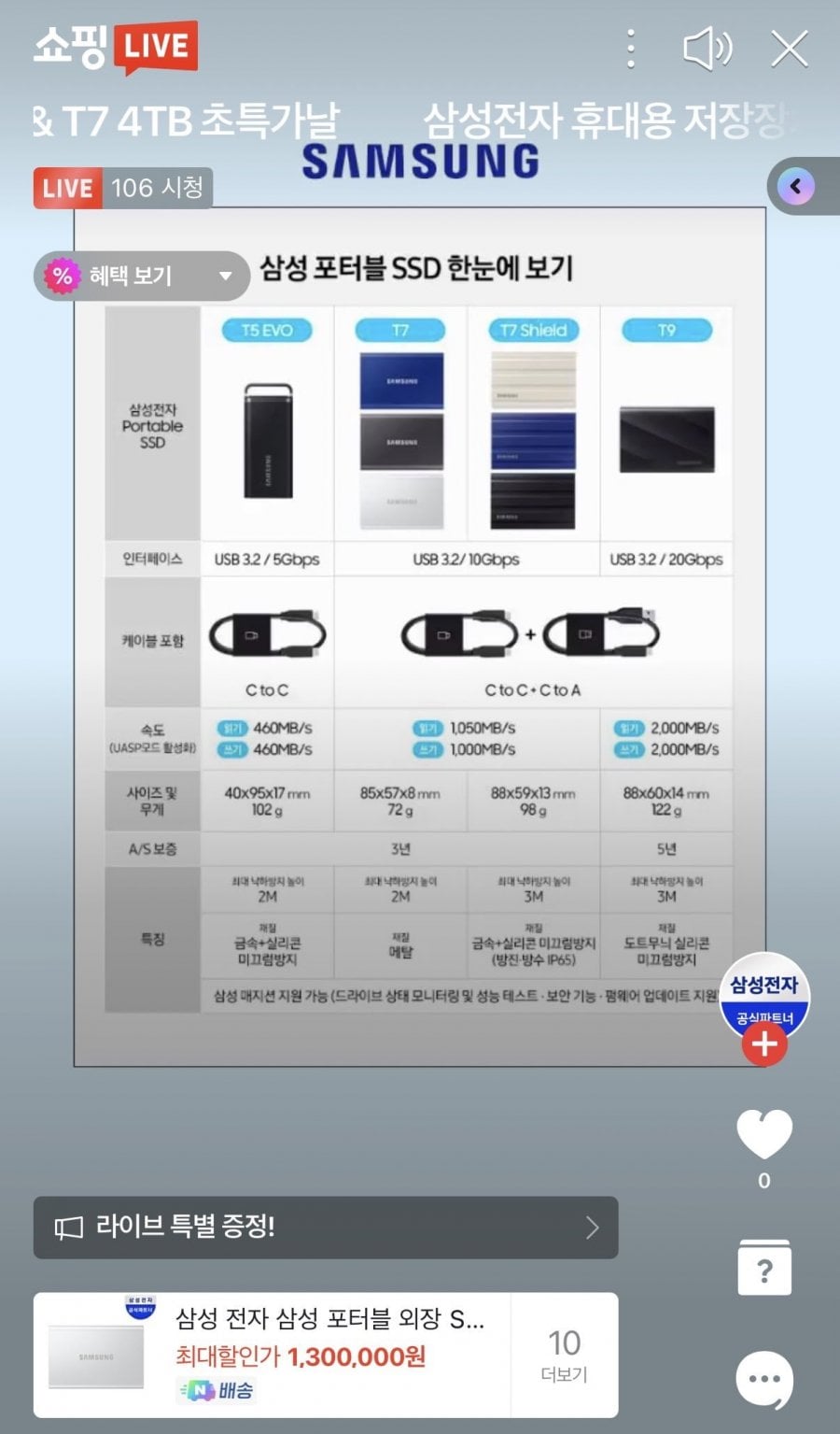 삼성전자 외장ssd T7 4TB