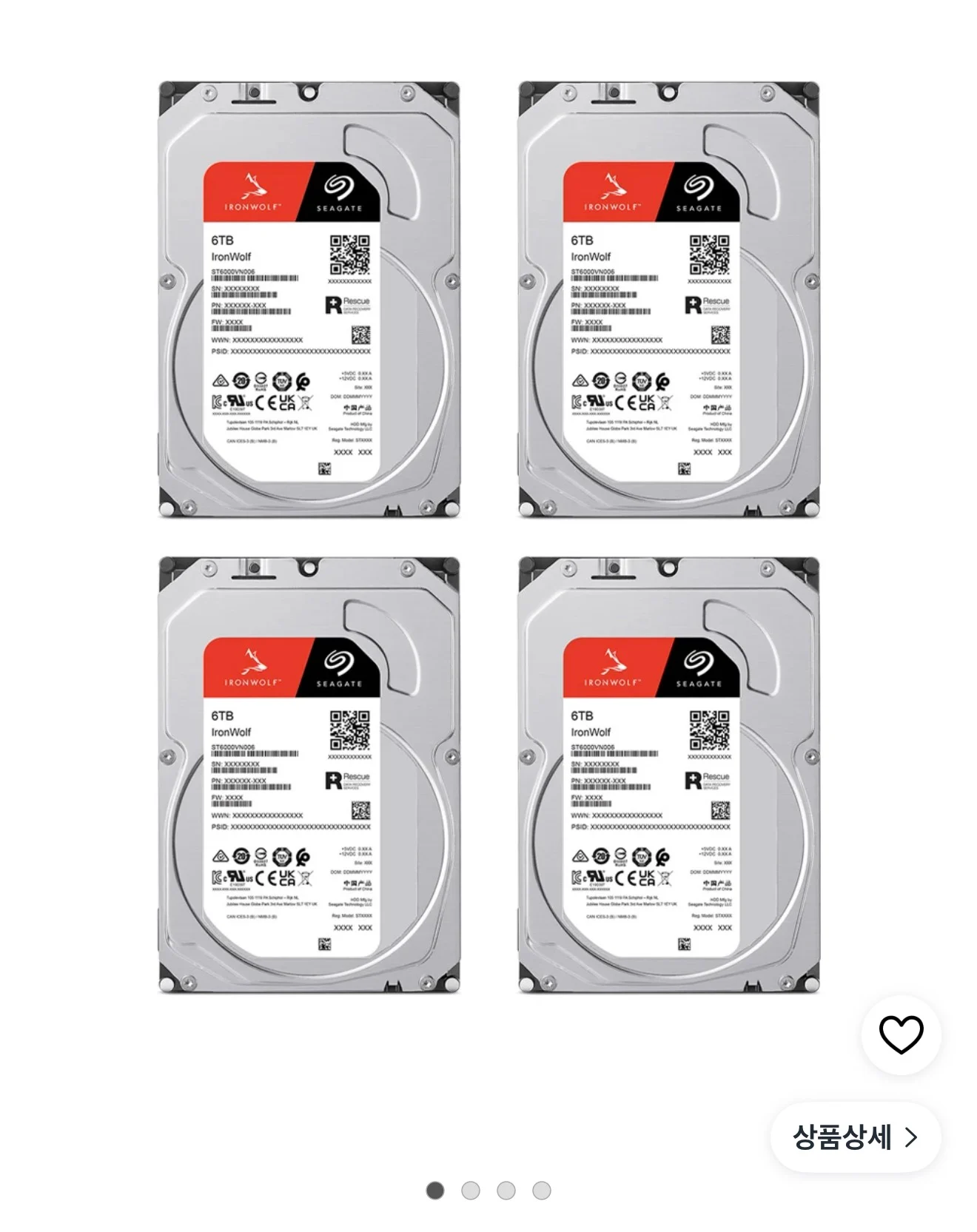 씨게이트 IronWolf NAS HDD 패키지 6TB x 4p 패키지