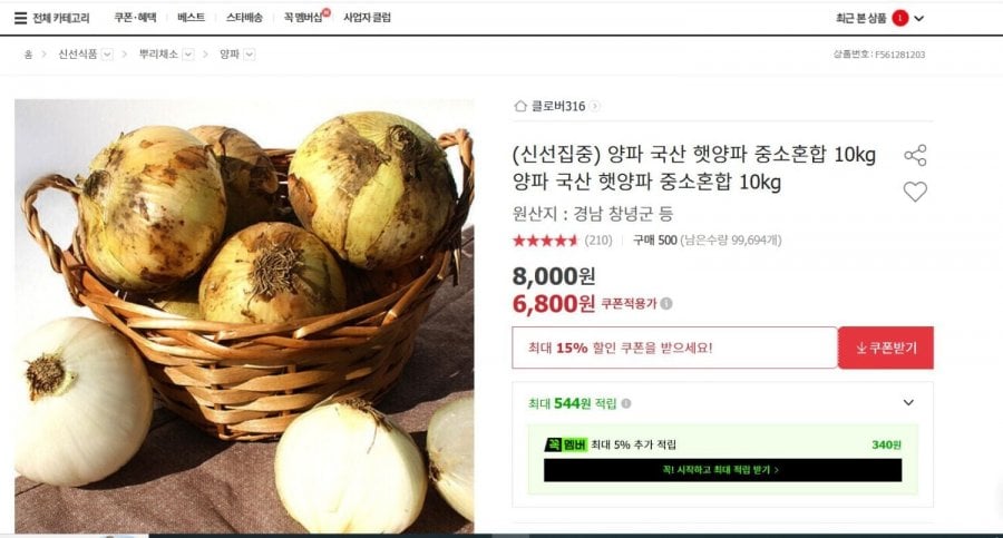 양파 국산 햇양파 중소혼합10kg