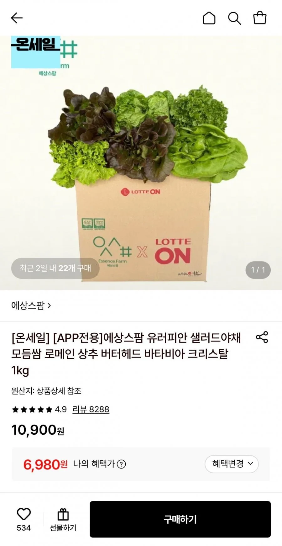 유러피안 샐러드야채 1kg