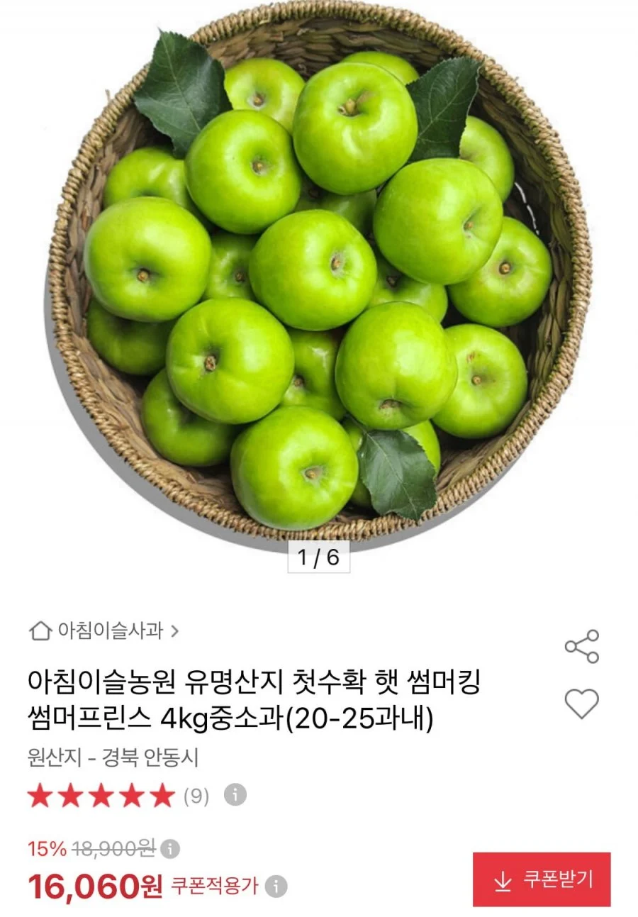 안동 썸머프린스 햇사과 4kg