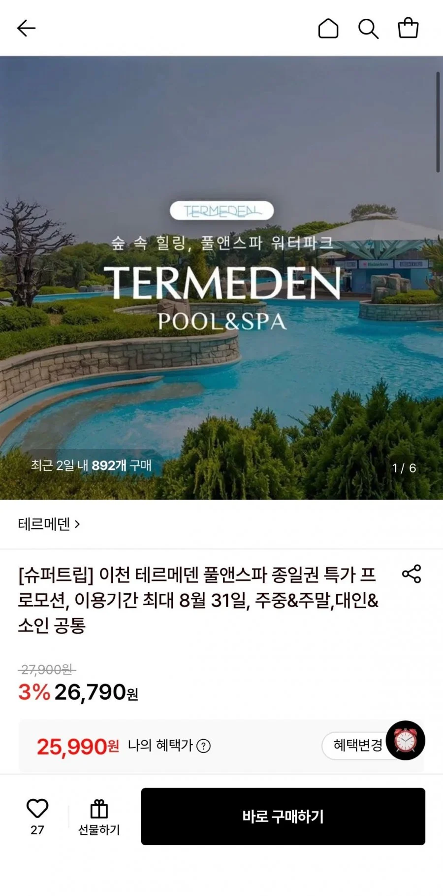 이천 테르메덴 풀앤스파 종일권