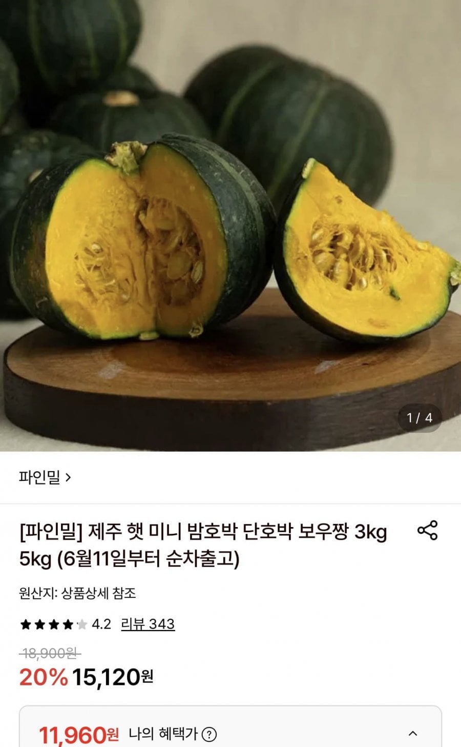제주 햇 미니 단호박 3kg