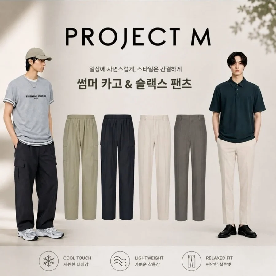 프로젝트엠 남성 26년 인기슬랙스 6종 택1