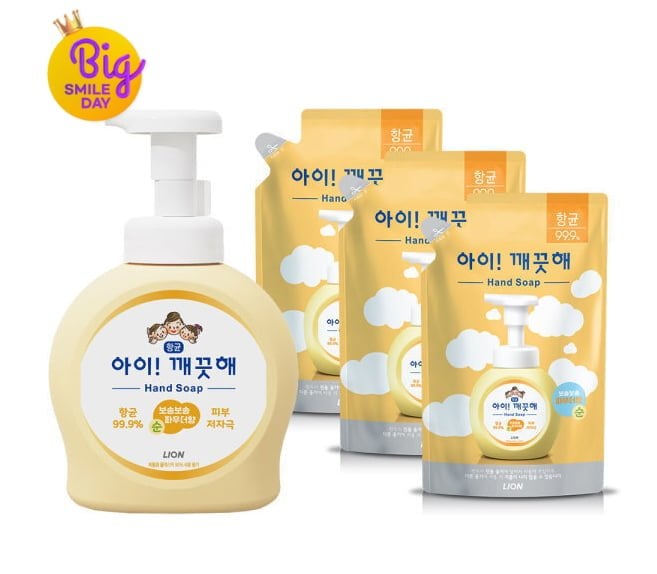 아이깨끗해 핸드워시 본품 용기 490ml 본품 용기 1개+450ml 리필 3개(향 선택)