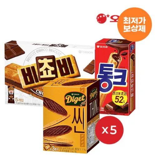 비쵸비(125g)x5개+통크(45g)x5개+다이제씬(84g)x5개