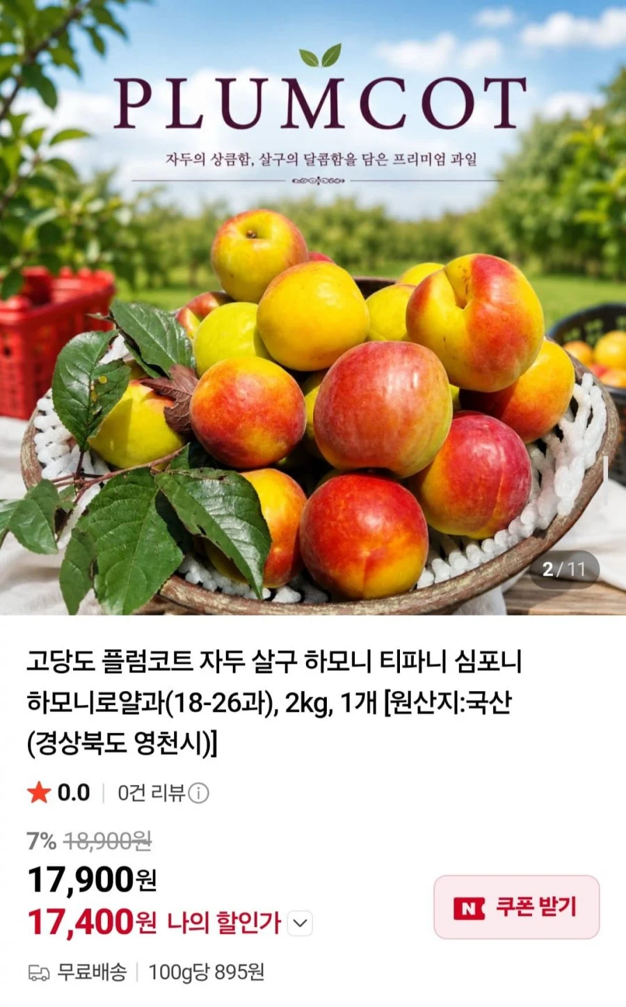 고당도 플럼코트 하모니 로얄과 (18-26과) 2kg