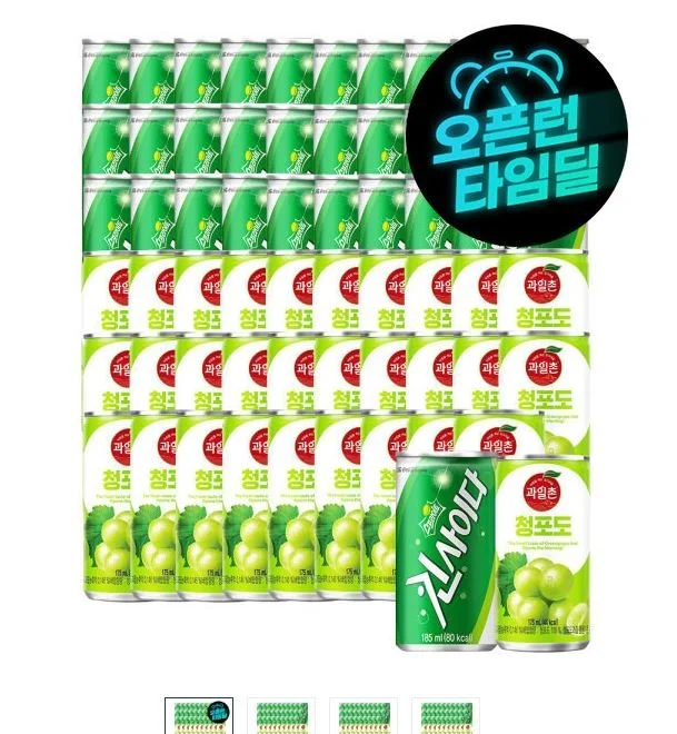 스프라이트 킨 사이다 185ml 30캔+과일촌 청포도 드링크 175ml 30캔