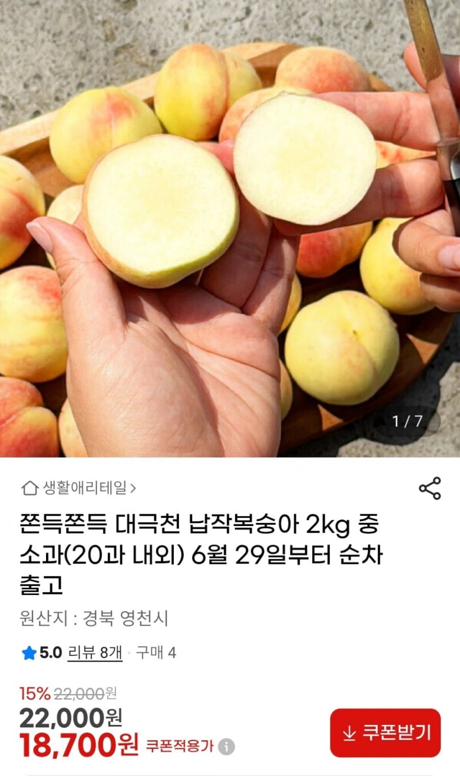 대극천 납작복숭아 2kg 중소과