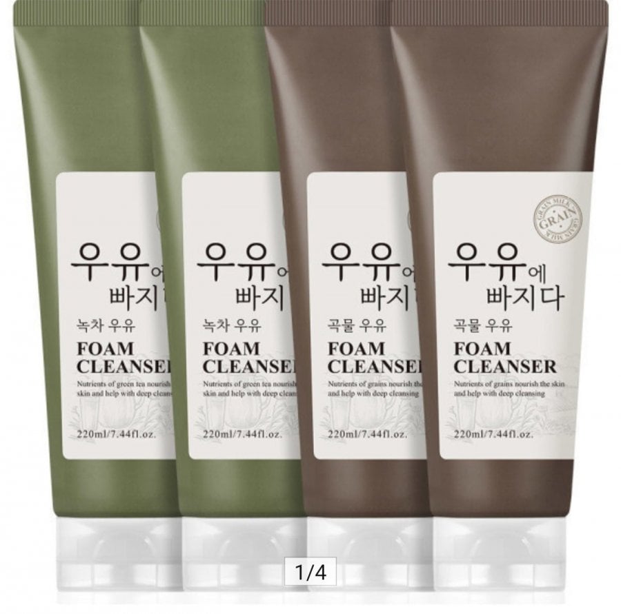 우유에빠지다 곡물 녹차 우유 폼클렌징 220ml 4개