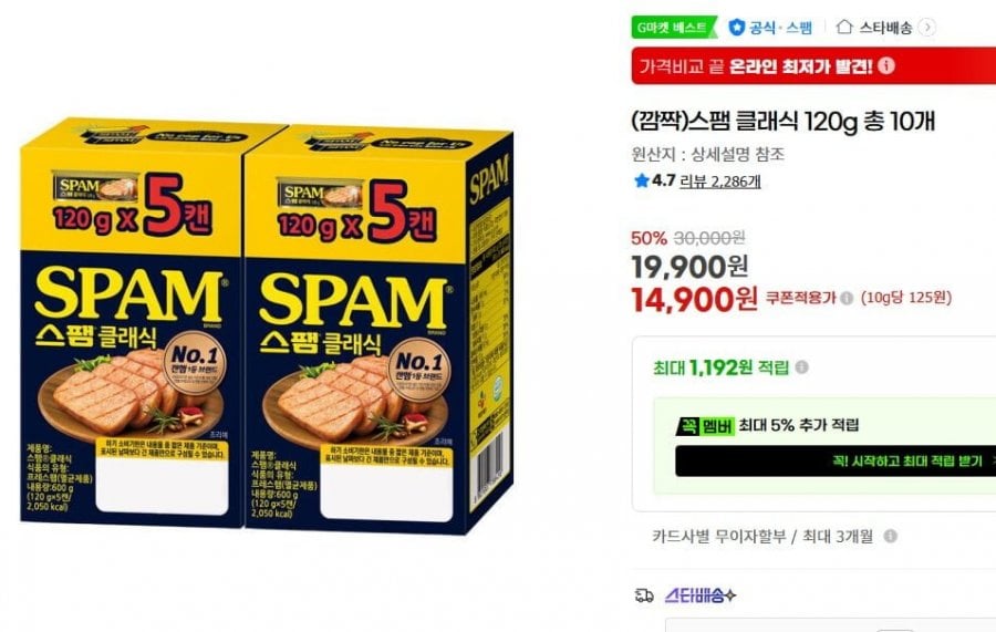 스팸 클래식 120g 총 10개