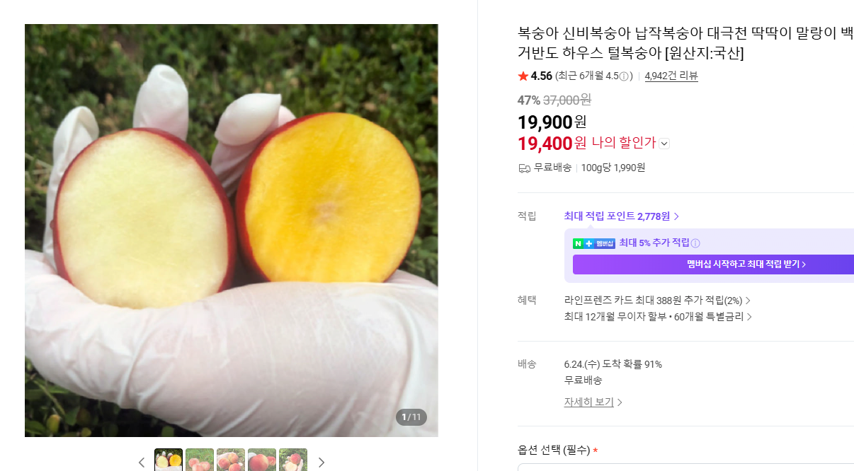 신비복숭아 5KG