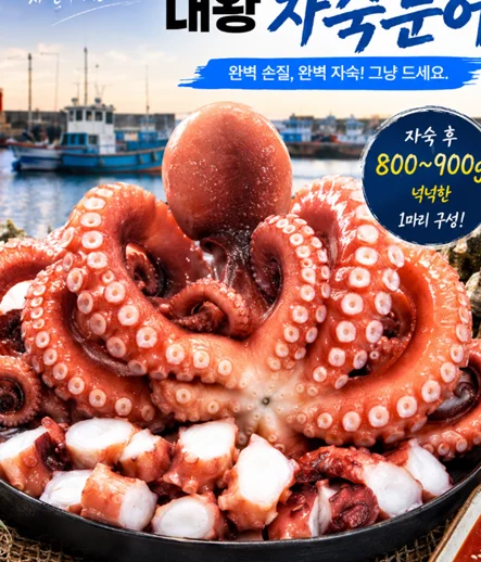 A급 자숙 문어 대 1마리 1kg급 원물 1.3~1.5kg급 900g급
