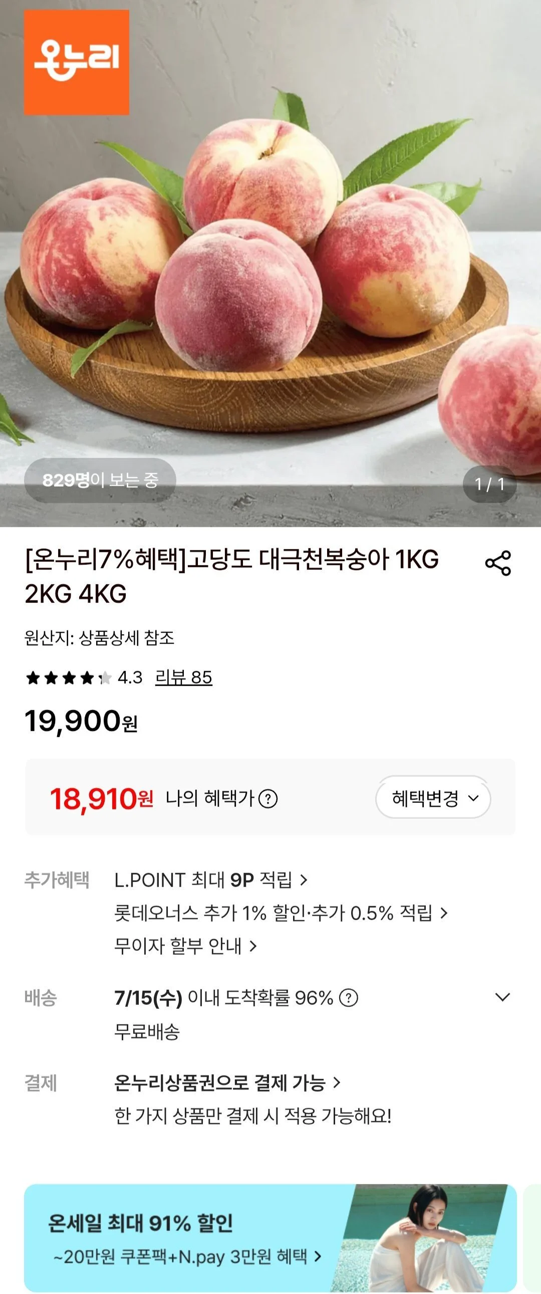 대극천복숭아 4kg