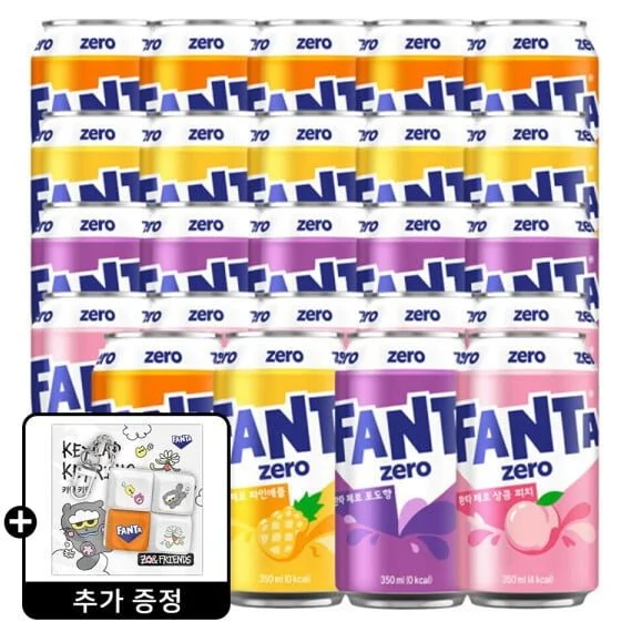 환타제로 오렌지 포도 파인 피치 6캔씩 350ML 24캔 + 키캡키링
