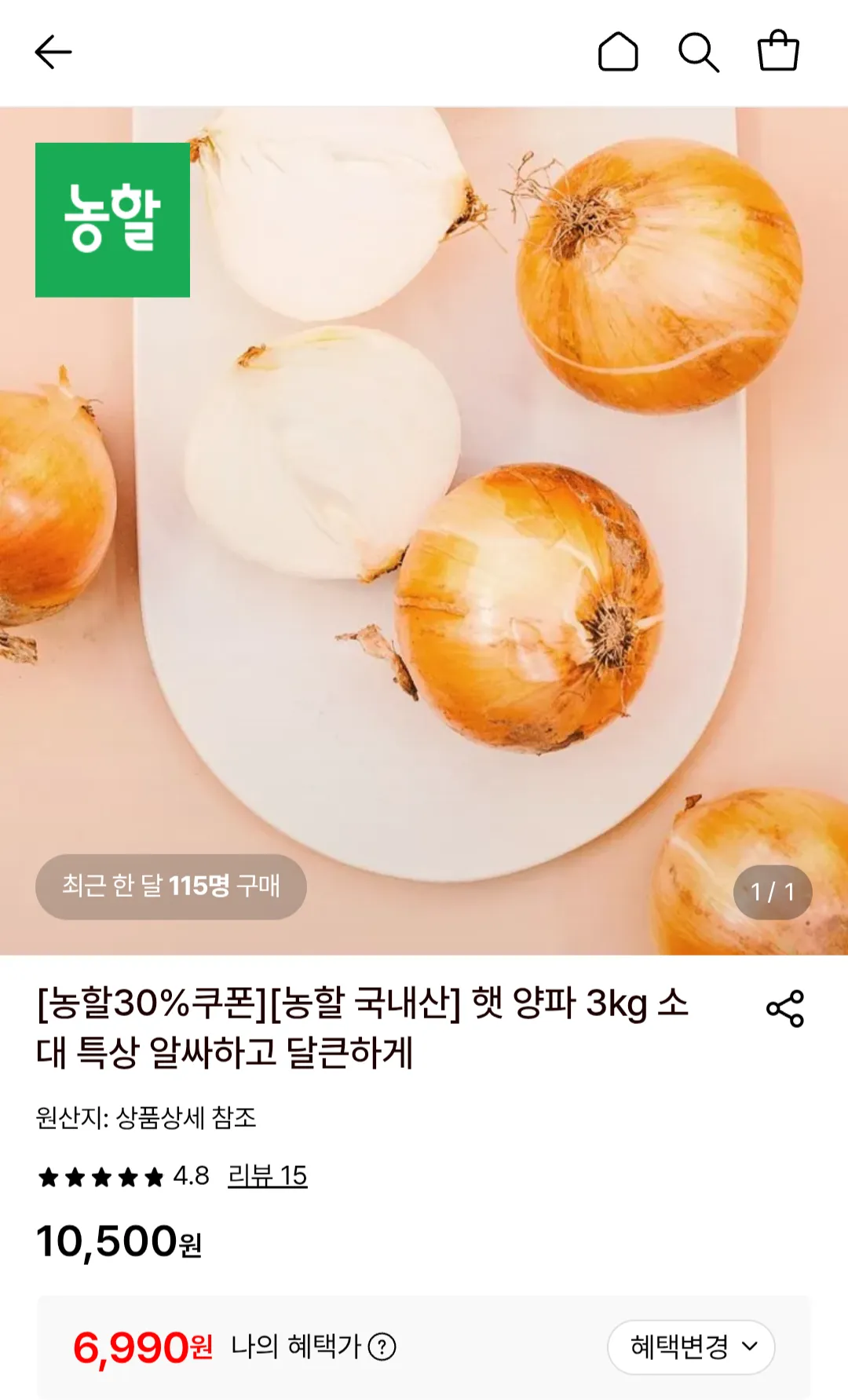 국내산 햇양파 10kg