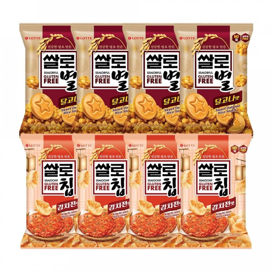 롯데웰푸드 쌀로별 달고나맛 56g x 4개+김치전맛 75g x 4개