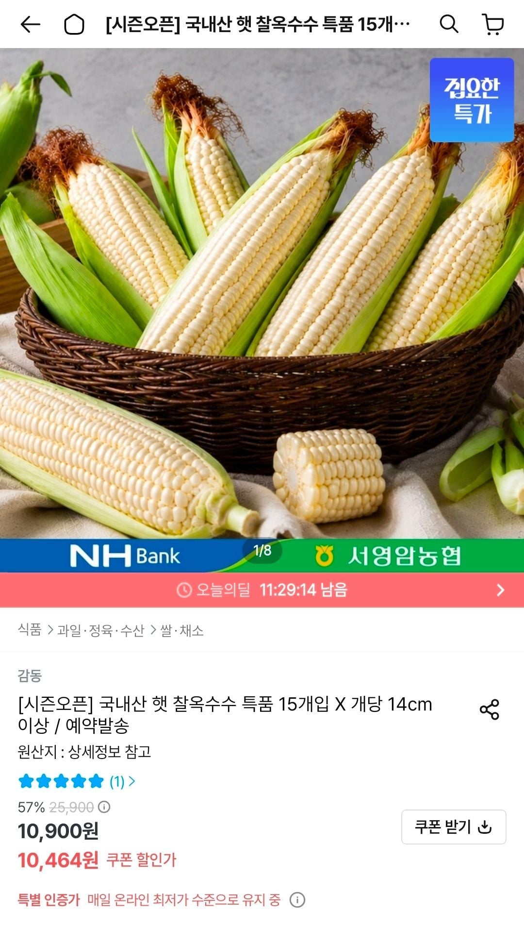 국내산 햇 찰옥수수 특품 15개입