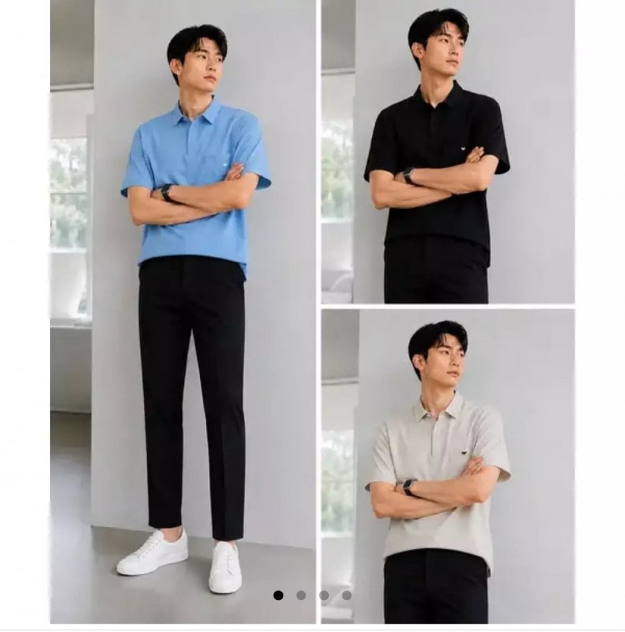 아이더 남성 모션프리 기능성 우븐 반팔 폴로 티셔츠