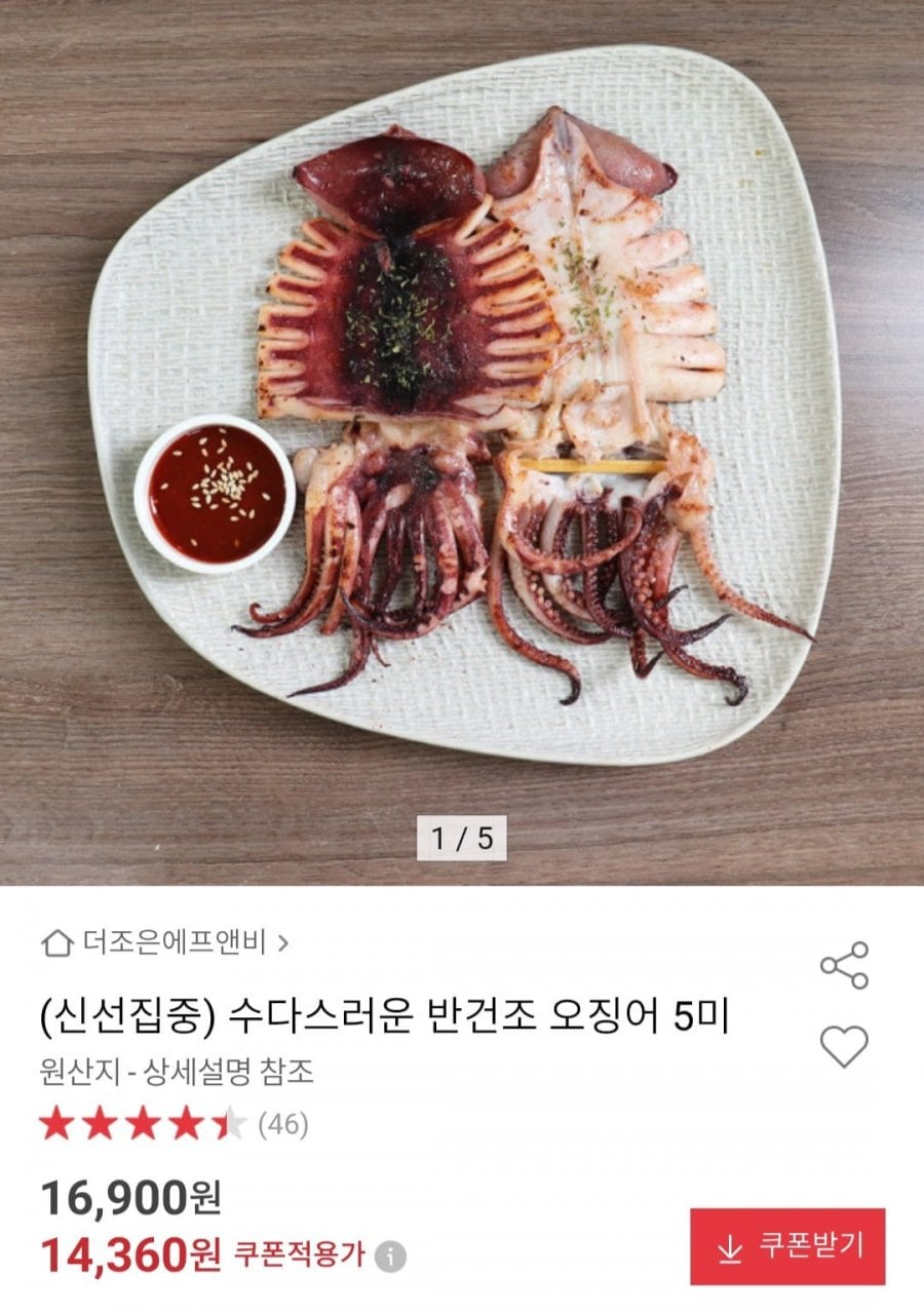 수다스러운 반건조 오징어 5미