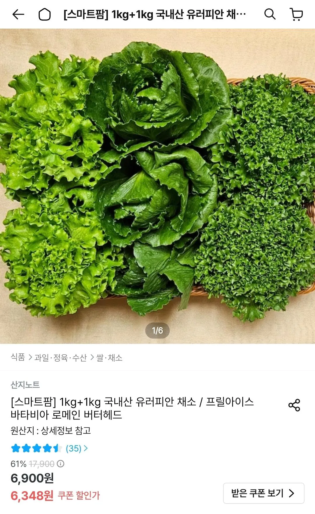 1kg+1kg 국내산 유러피안 채소