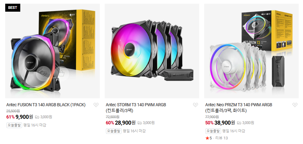 Antec STORM T3 140 PWM ARGB (컨트롤러/3팩) 외 2종