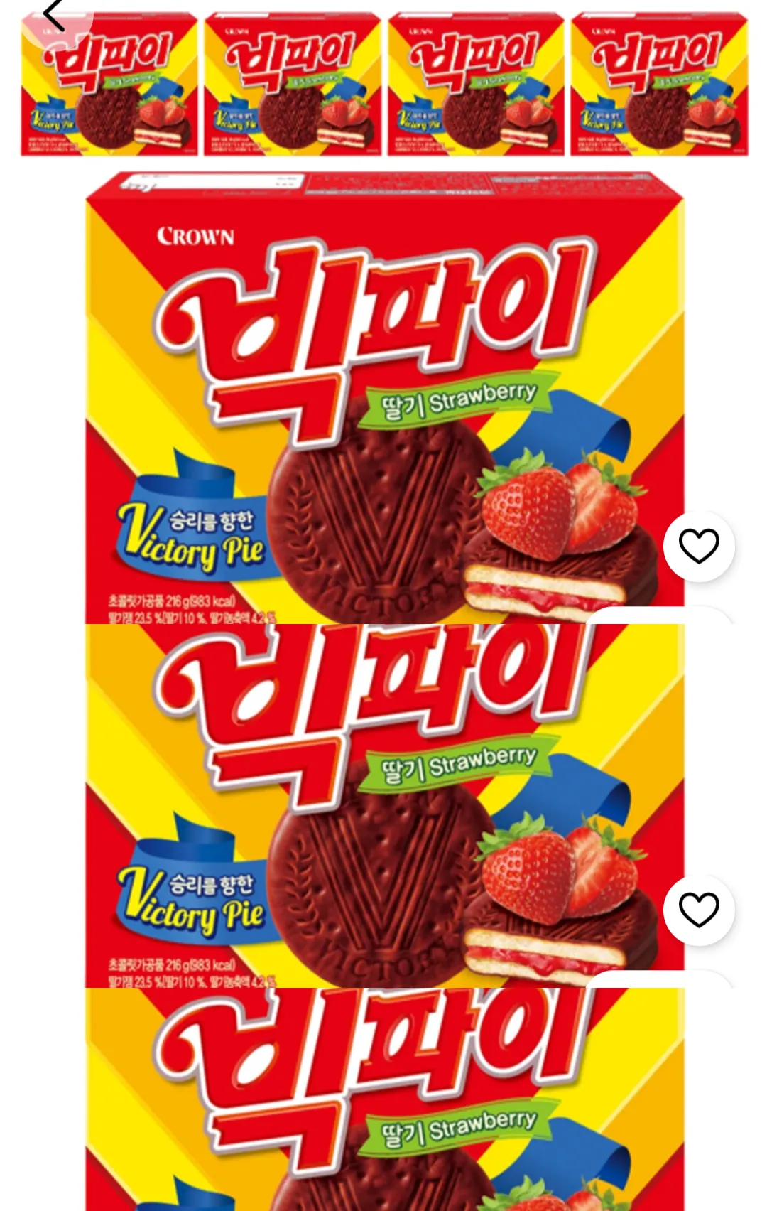 크라운 빅파이 딸기, 216g, 5개