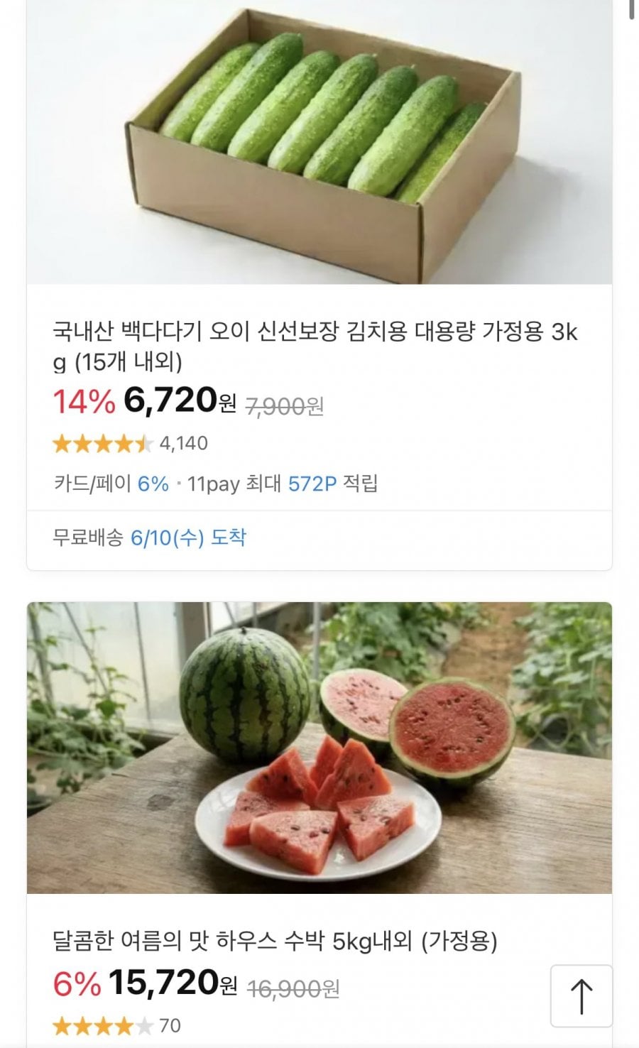 국내산 오이/하우스 수박/복숭아/참외