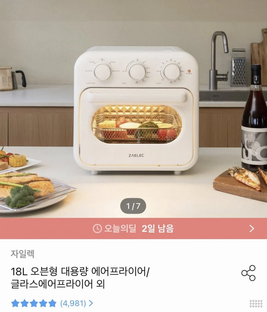 듀얼 글라스 에어프라이어 4.5L+2.5L