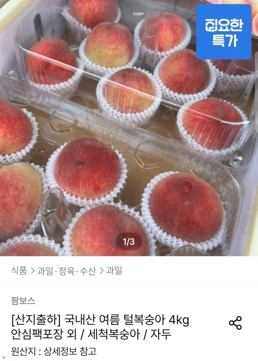 국내산 여름 털복숭아 4kg