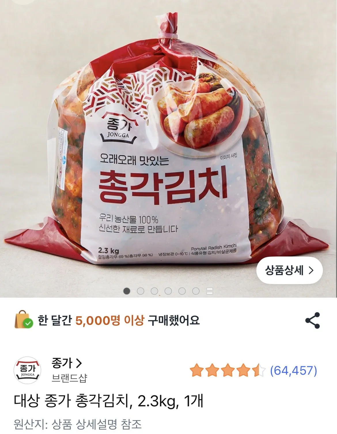 총각김치 2.3kg