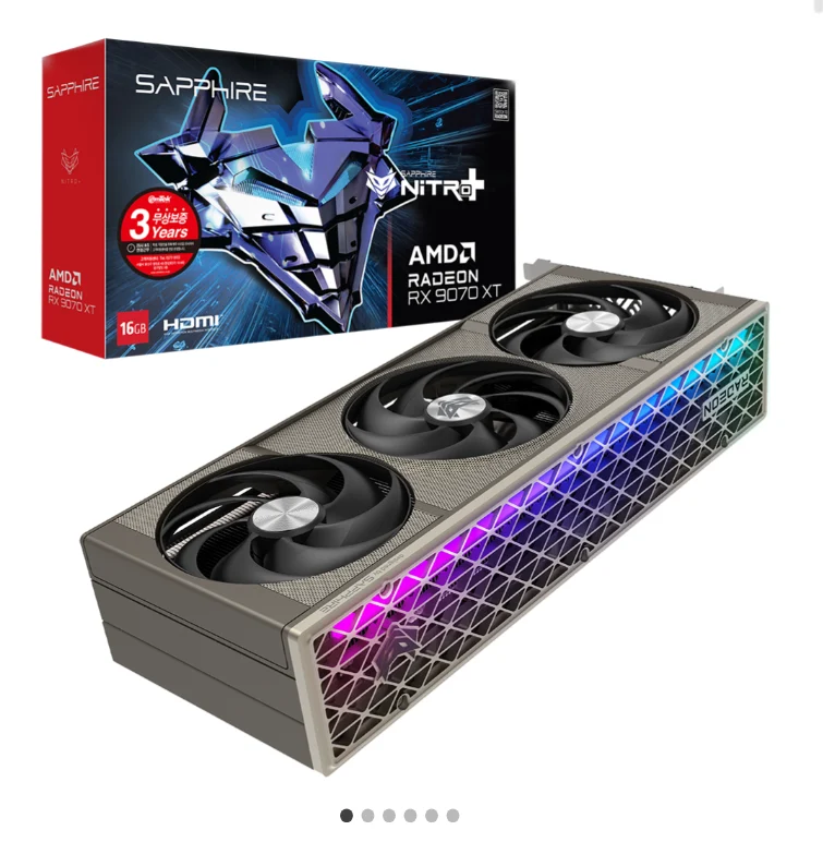 SAPPHIRE 라데온 RX 9070 XT NITRO+ OC D6 16GB (체감 105만)
