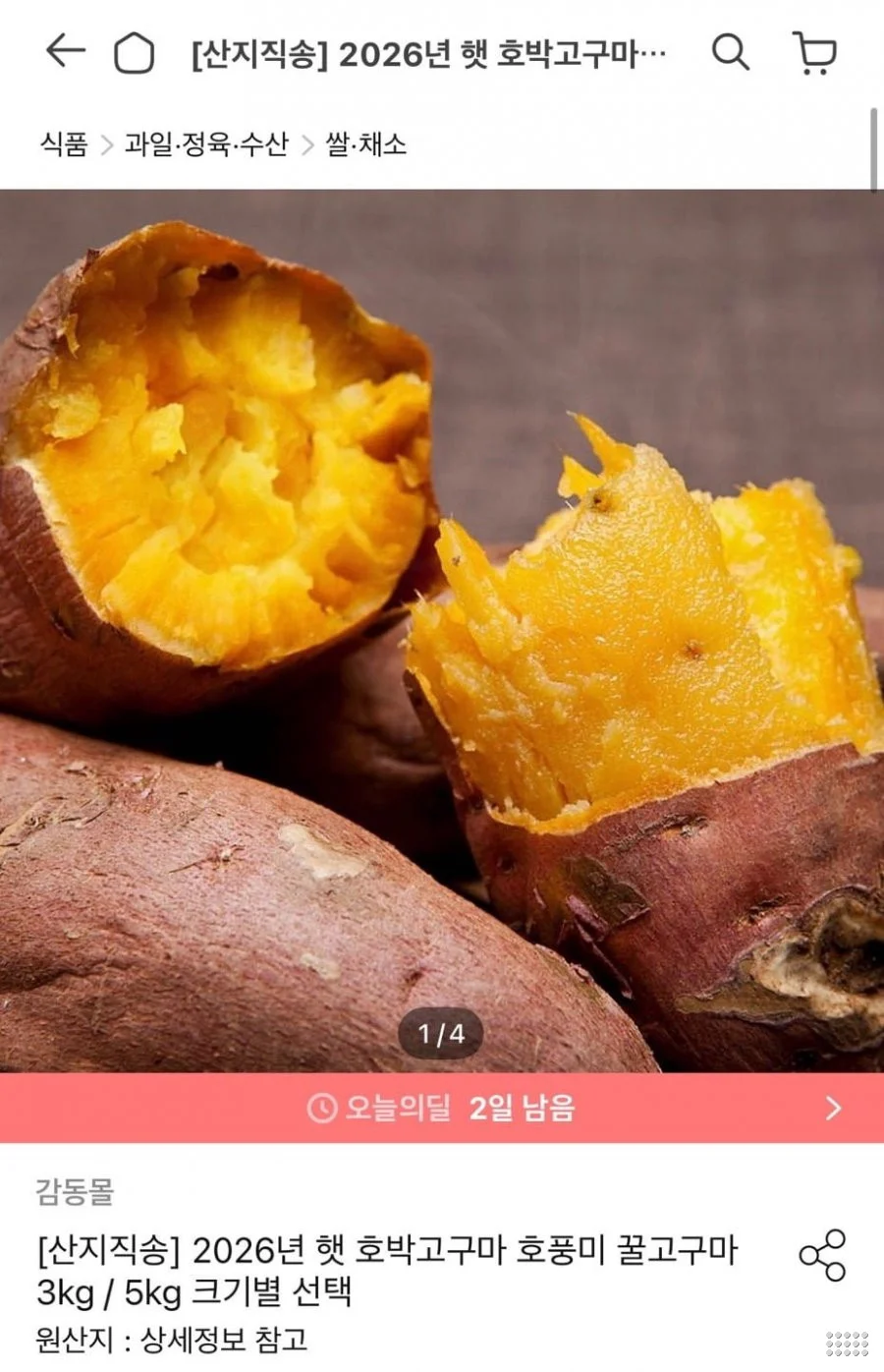 26년 호박고구마 3kg 특/상