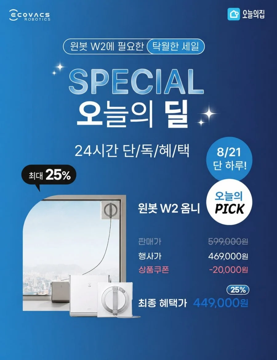 창문 로봇청소기 에코백스 윈봇 W2