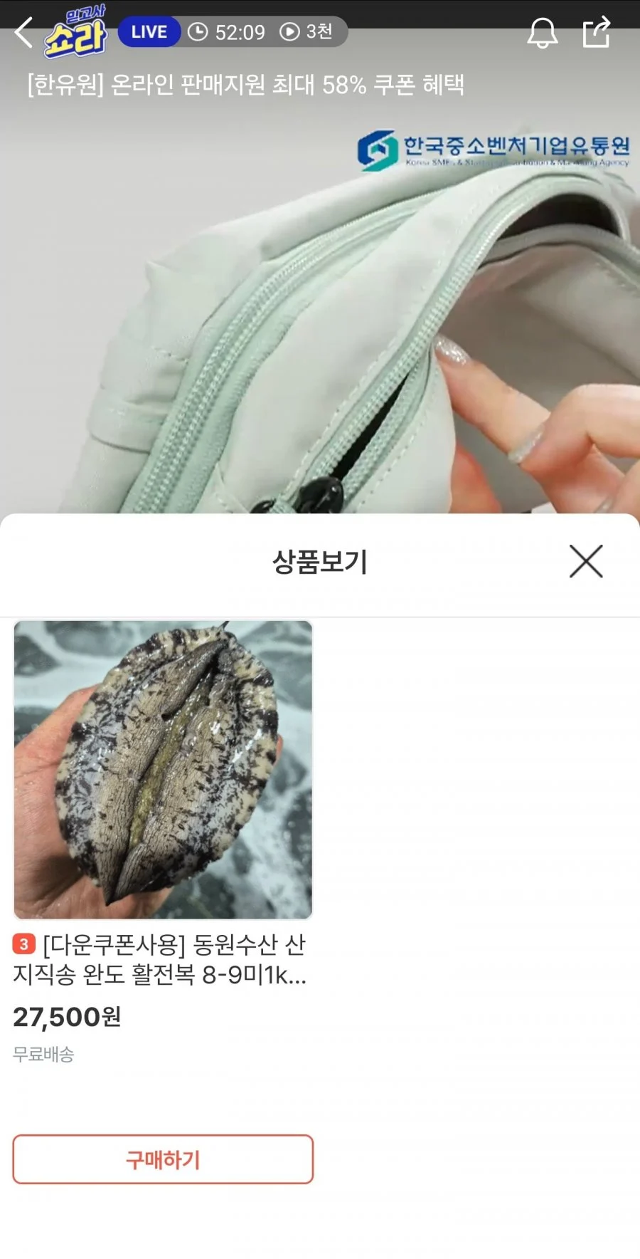 산지직송 완도 활전복 8-9미1kg+손질솔 증정