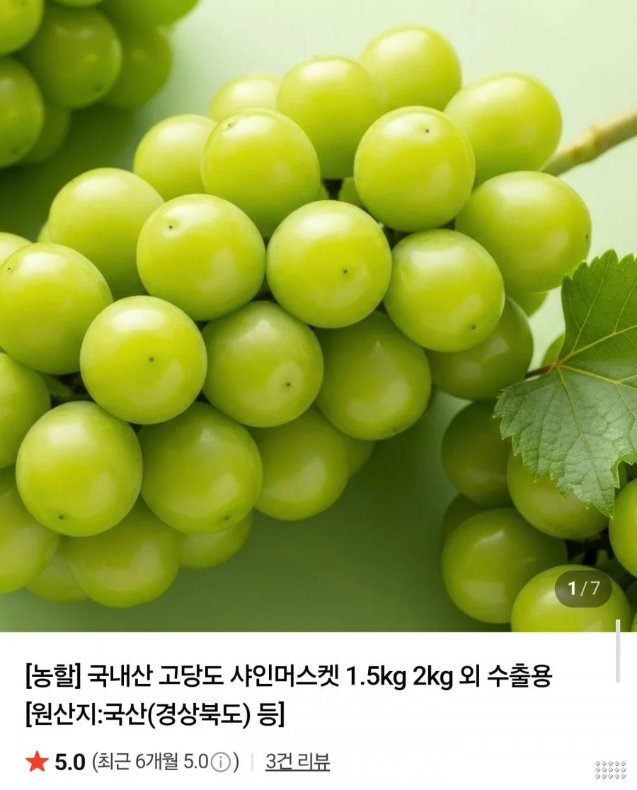 당도선별 특품 샤인머스켓 2kg 2~4수