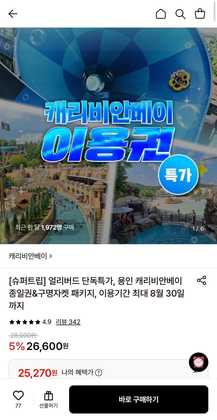 캐리비안베이 이용권 특가