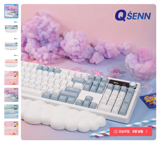 큐센 블루투스 기계식 키보드 세트 Q104 LCD