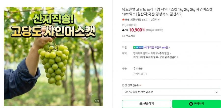 당도선별 18브릭스 고당도 프리미엄 1kg