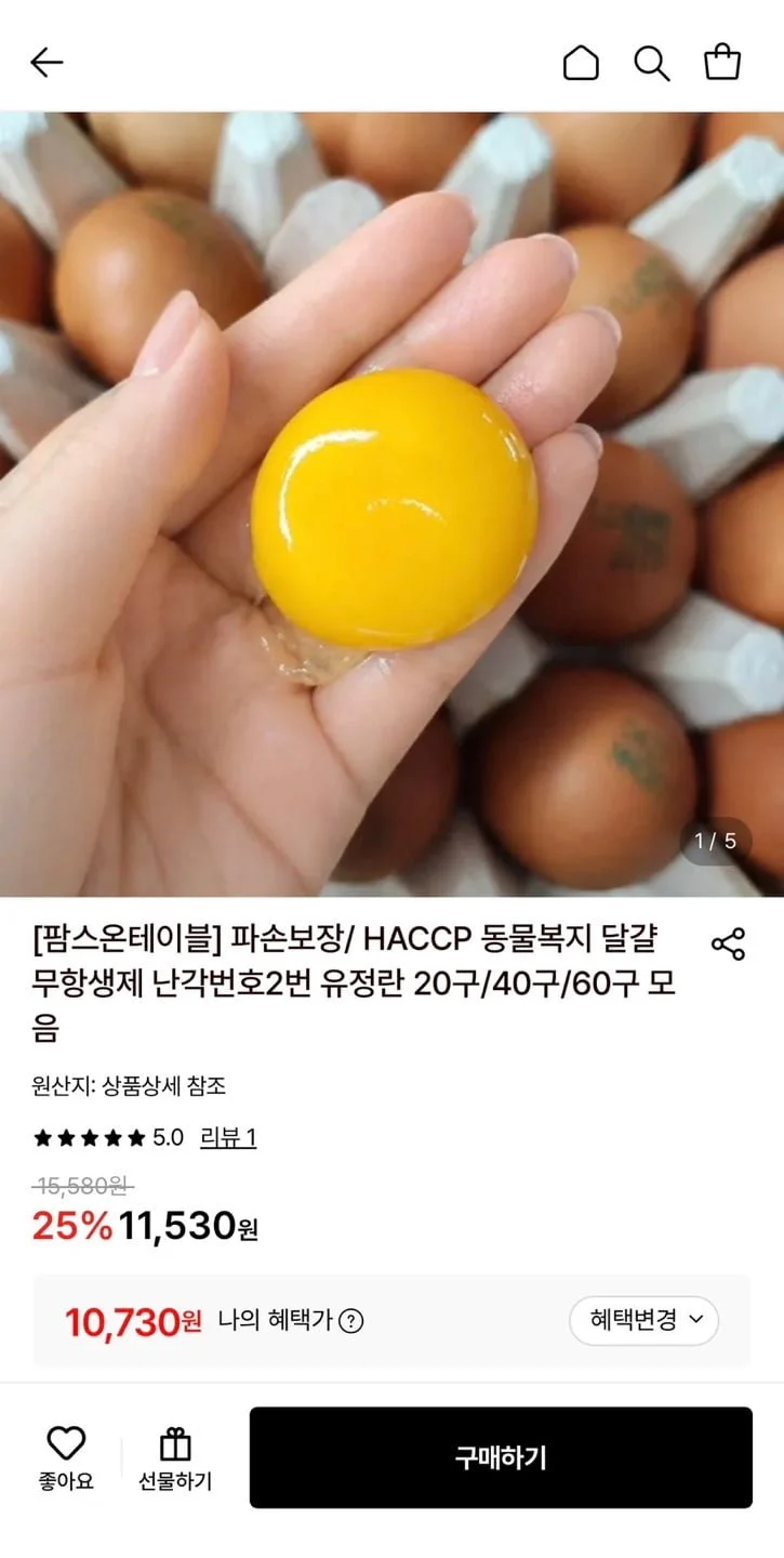 HACCP 무항생제 난각번호2번 유정란 20구