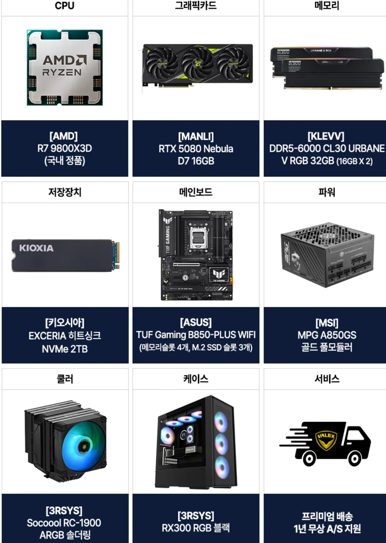983D + 5080 + 32GB(6000 CL30) + 2TB 완본체